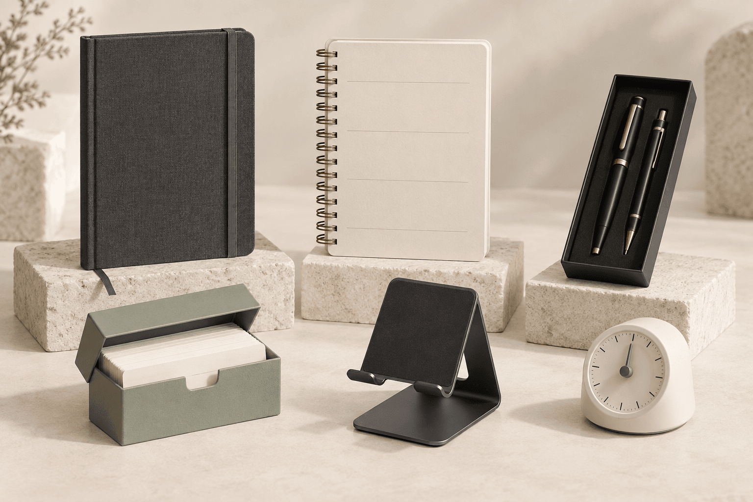 A premium charcoal notebook and curated study tools
