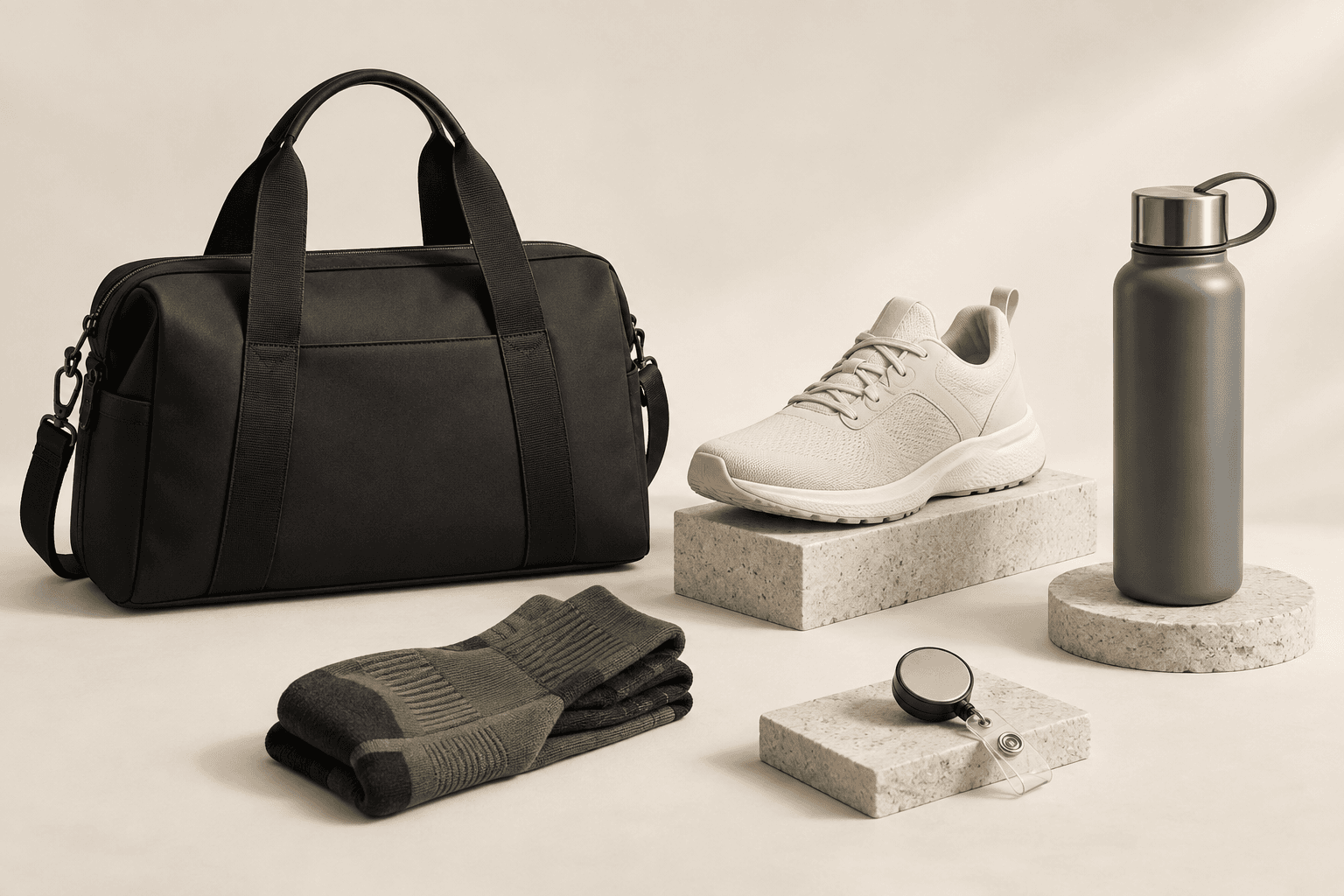 A structured black carryall and everyday work essentials